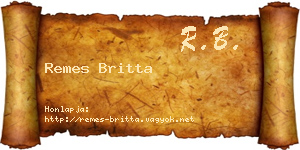 Remes Britta névjegykártya